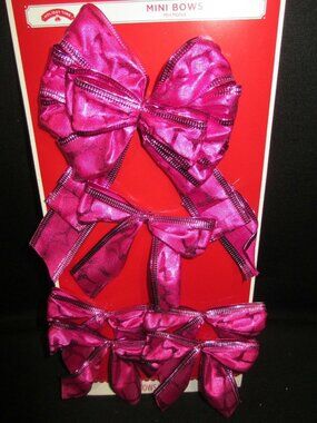 6 Pink Magenta Shimmer Wire Edge Mini Bow Set Christmas Gift Wreath Package